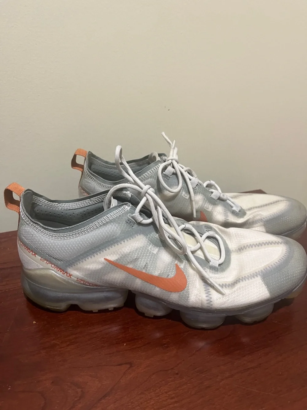 Nike Air Vapor Max  2019 Sneakers - White & Orange Accents